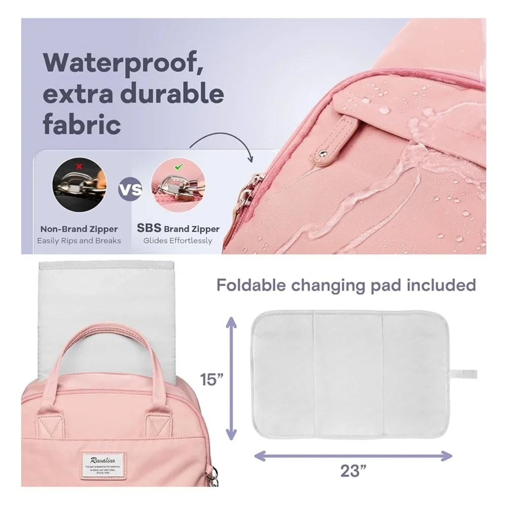 NEW Pink Diaper Backpack with Multiple Pockets